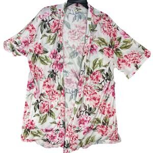 Show Me Your Mumu Robe Pink Green Peony Cover Up One Size Lounge Beach NO BELT